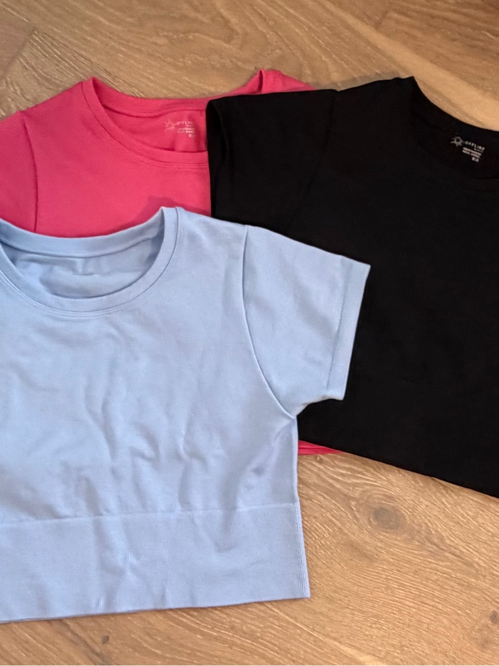 Aerie 3 Crewneck athletic shirt Set - Pink, Light Blue & Black